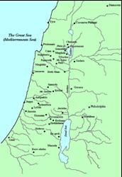 Map of Palestine showing cities and areas